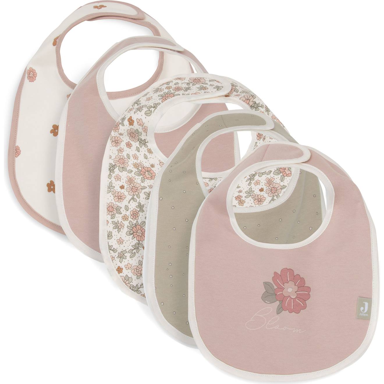 Lot De 5 Bavoirs Imperméables Ecru, Rose, Vert