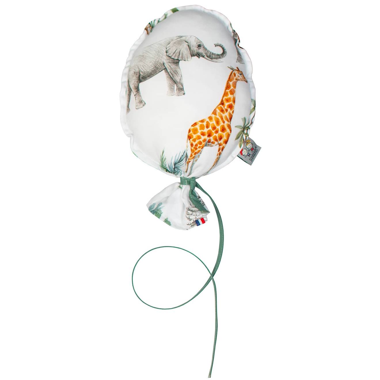 Ballon Mural Décoratif En Coton Imprimé 28cm Safari, Vert, Gris, Blanc