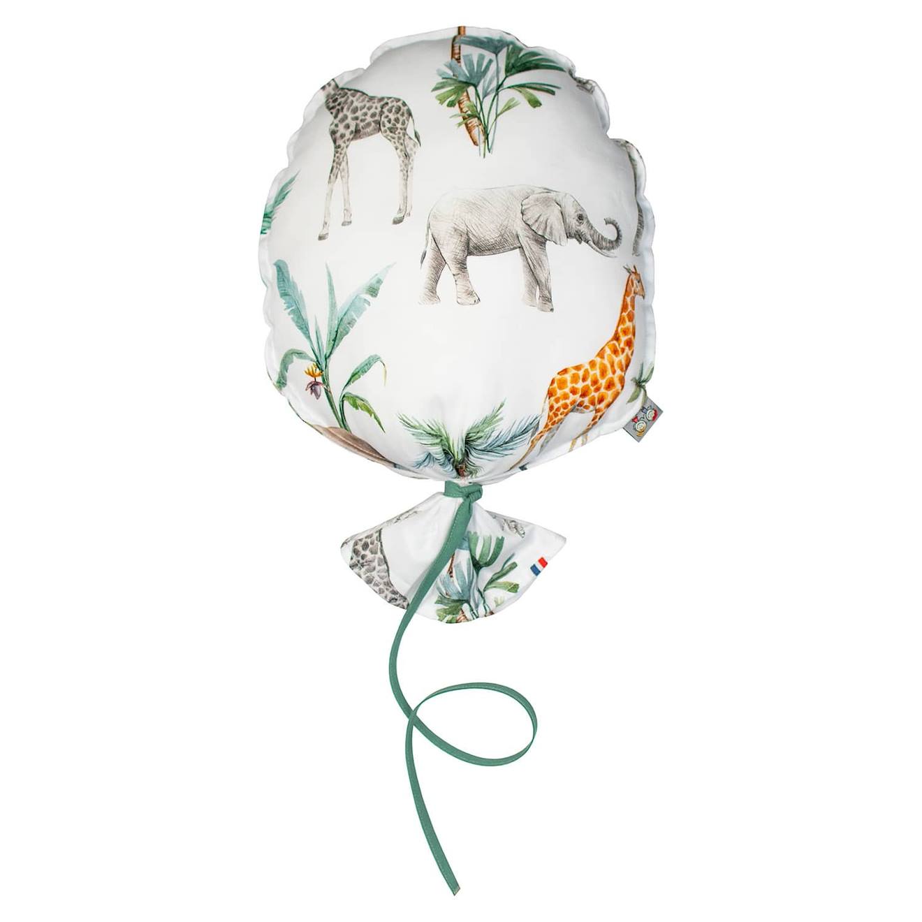 Ballon Mural Décoratif En Coton Imprimé 38cm Safari, Vert, Gris, Blanc
