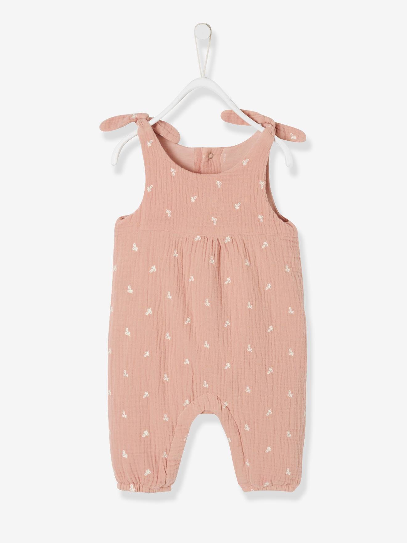 Combinaison Bebe Naissance Brodee En Gaze De Coton Tilleul Vertbaudet