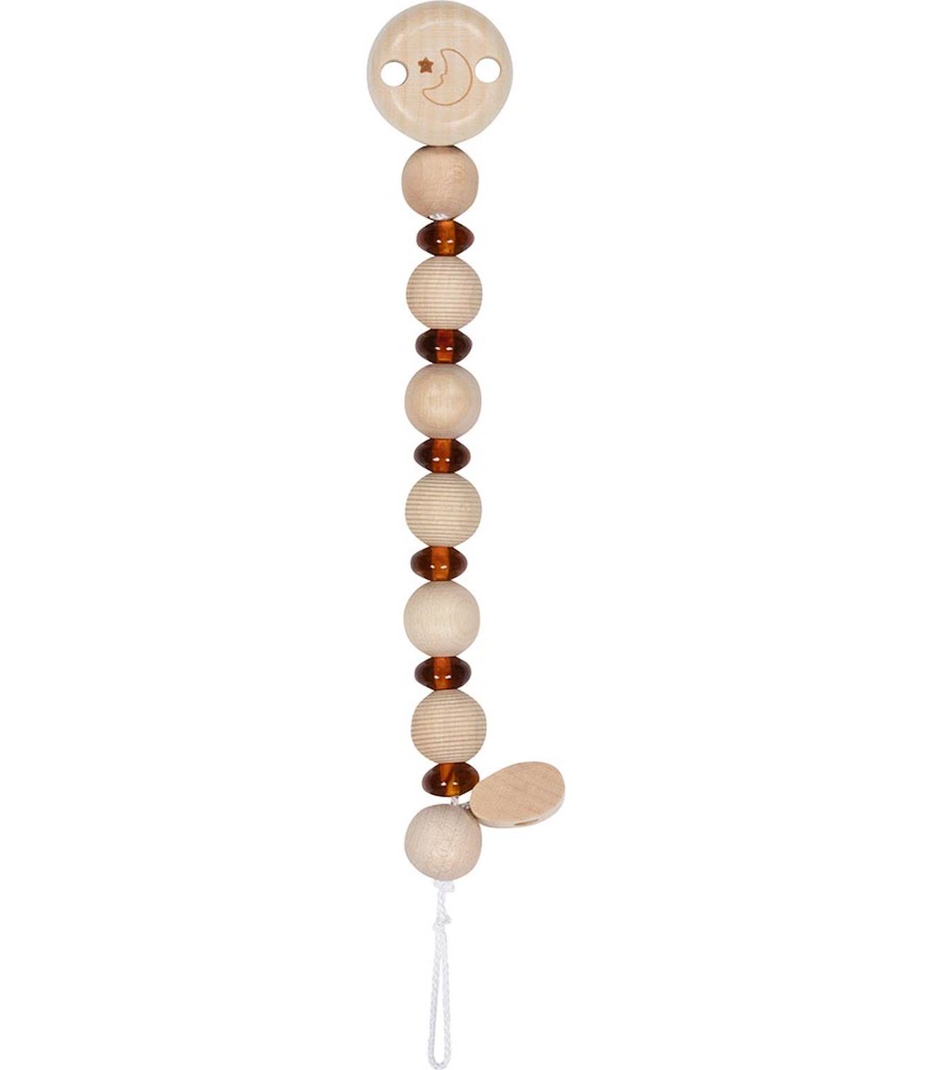 Accroche-tétine Ambre Jaune Beige