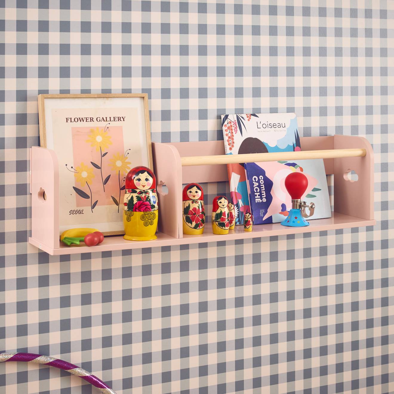 Etagère Murale Rangement Chambre Enfant 80cm Nephos Rose