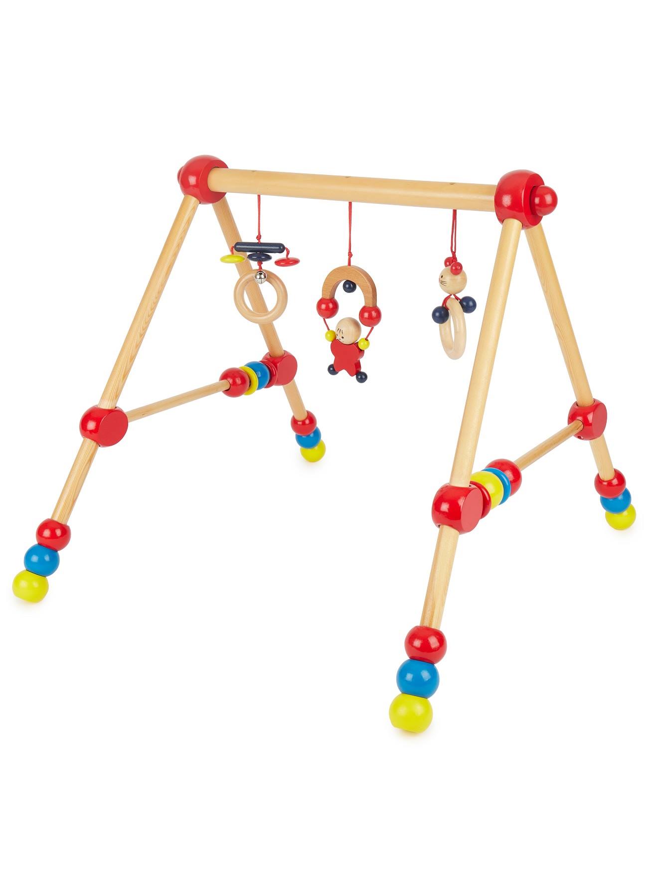 Arche D’éveil Bois Bébé, Réglable En Hauteur Rouge