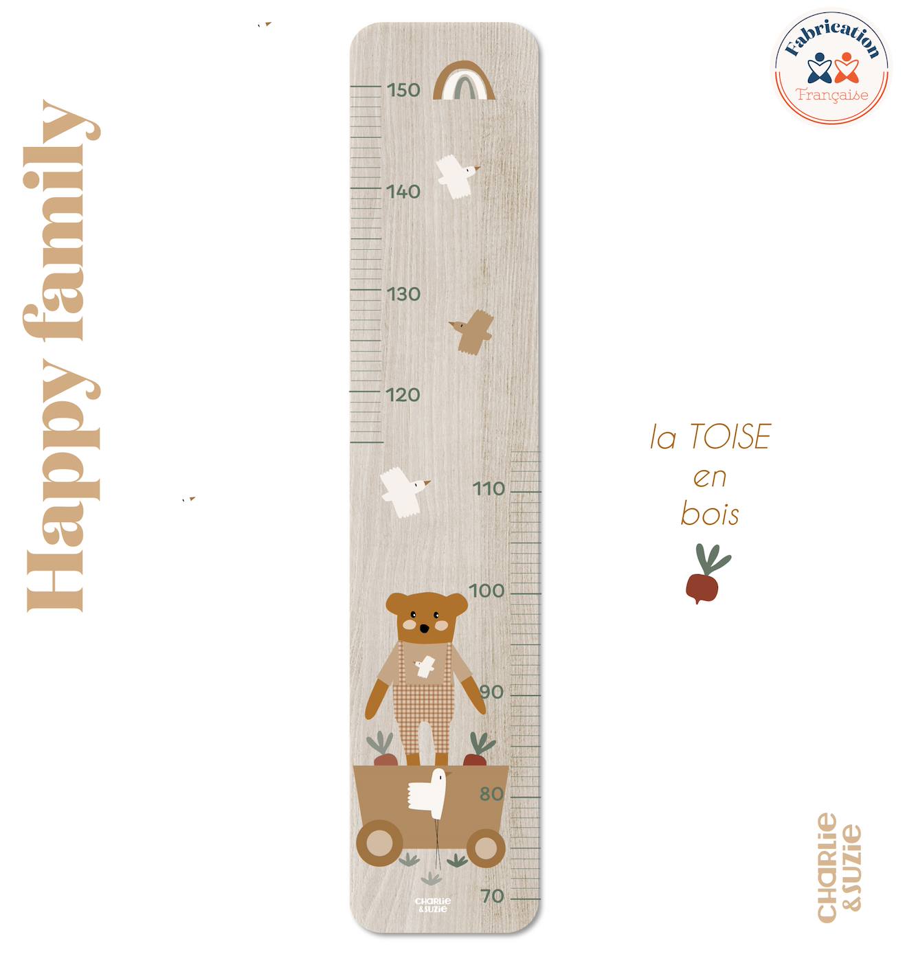 Toise En Bois Ours -le Chariot Multicolore