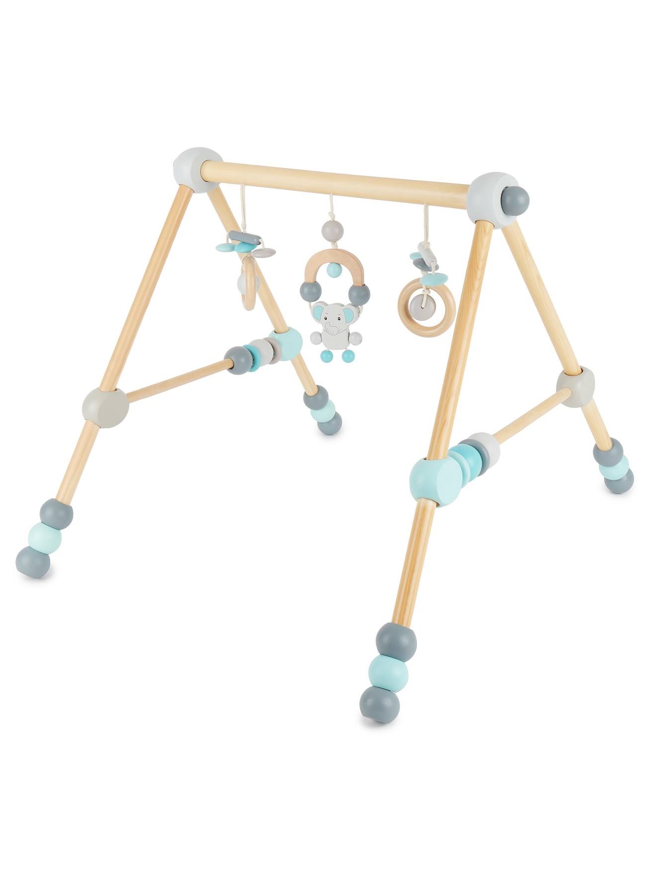 Arche D’éveil Bois Bébé, Réglable En Hauteur Bleu