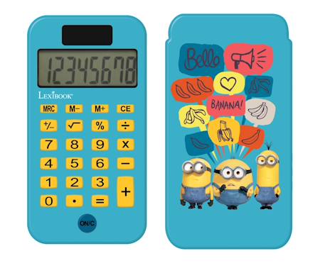 Garçon-Calculatrice de Poche Minions avec Couvercle de Protection, Fonctions Classiques et évoluées, à Piles et Solaire