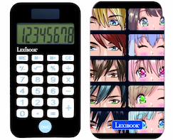 Jouet-Calculatrice de Poche Manga avec Couvercle de Protection, Fonctions Classiques et évoluées, à Piles et Solaire