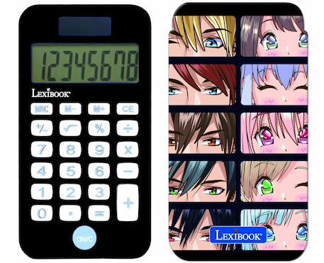 Garçon-Calculatrice de Poche Manga avec Couvercle de Protection, Fonctions Classiques et évoluées, à Piles et Solaire