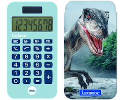 -Calculatrice de Poche Dinosaures avec Couvercle de Protection, Fonctions Classiques et évoluées, à Piles et Solaire