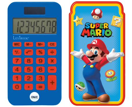 Garçon-Accessoires-Fourniture scolaire-Calculatrice de Poche Super Mario avec Couvercle de Protection, Fonctions Classiques et évoluées, à Piles et Solaire