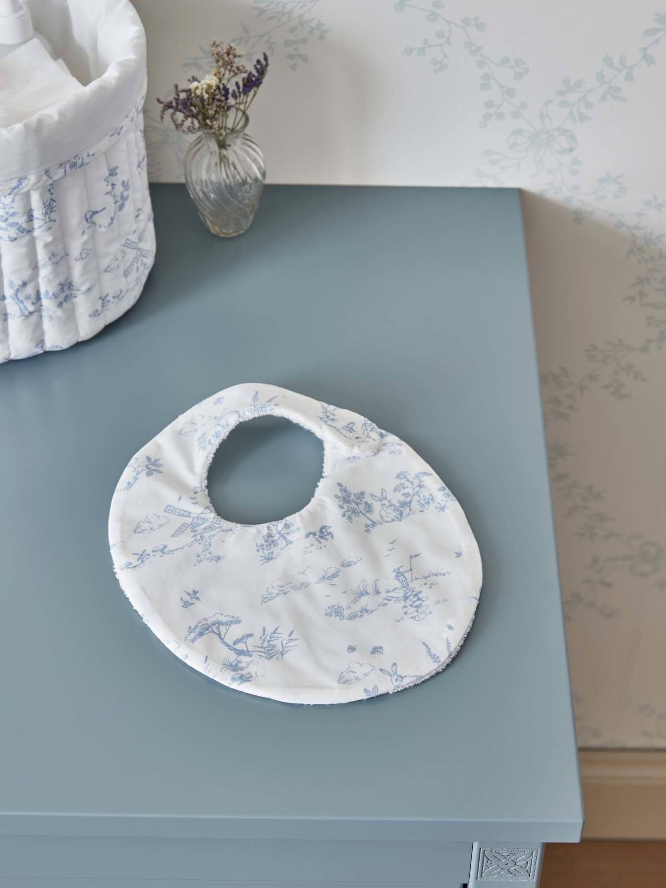 Bavoir Percale De Coton Biologique Jouy Bleu