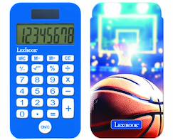 -Calculatrice de Poche Basketball avec Couvercle de Protection, Fonctions Classiques et évoluées, à Piles et Solaire