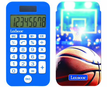 Garçon-Calculatrice de Poche Basketball avec Couvercle de Protection, Fonctions Classiques et évoluées, à Piles et Solaire