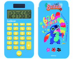 -Calculatrice de Poche Stitch avec Couvercle de Protection, Fonctions Classiques et évoluées, à Piles et Solaire