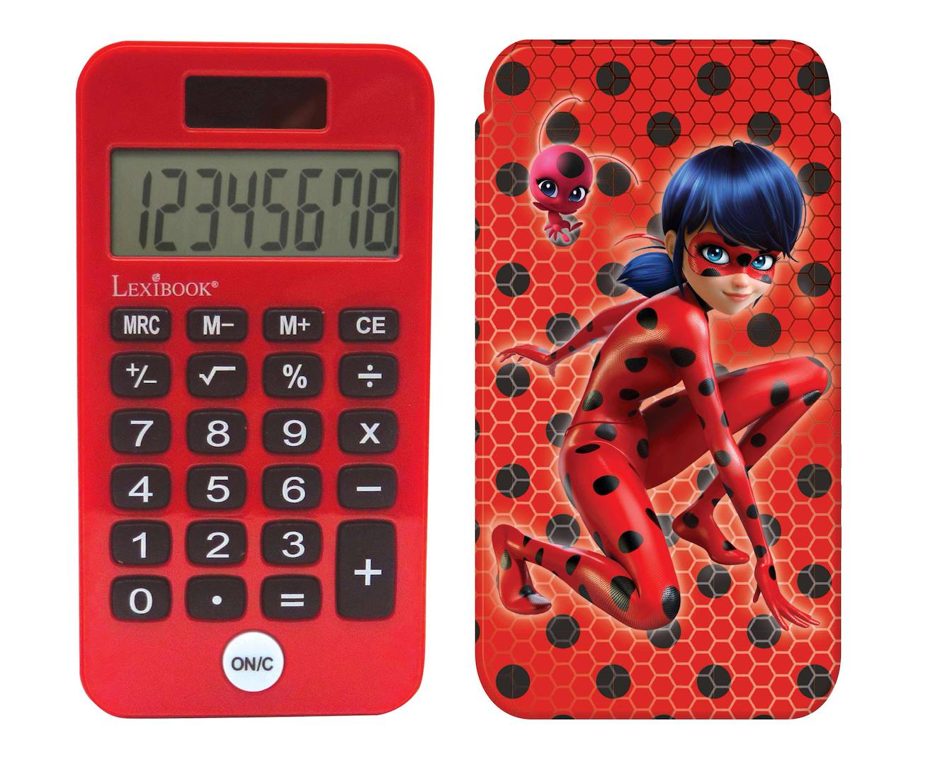 Calculatrice De Poche Miraculous Avec Couvercle De Protection, Fonctions Classiques Et Évoluées, À Piles Et Solaire Rouge
