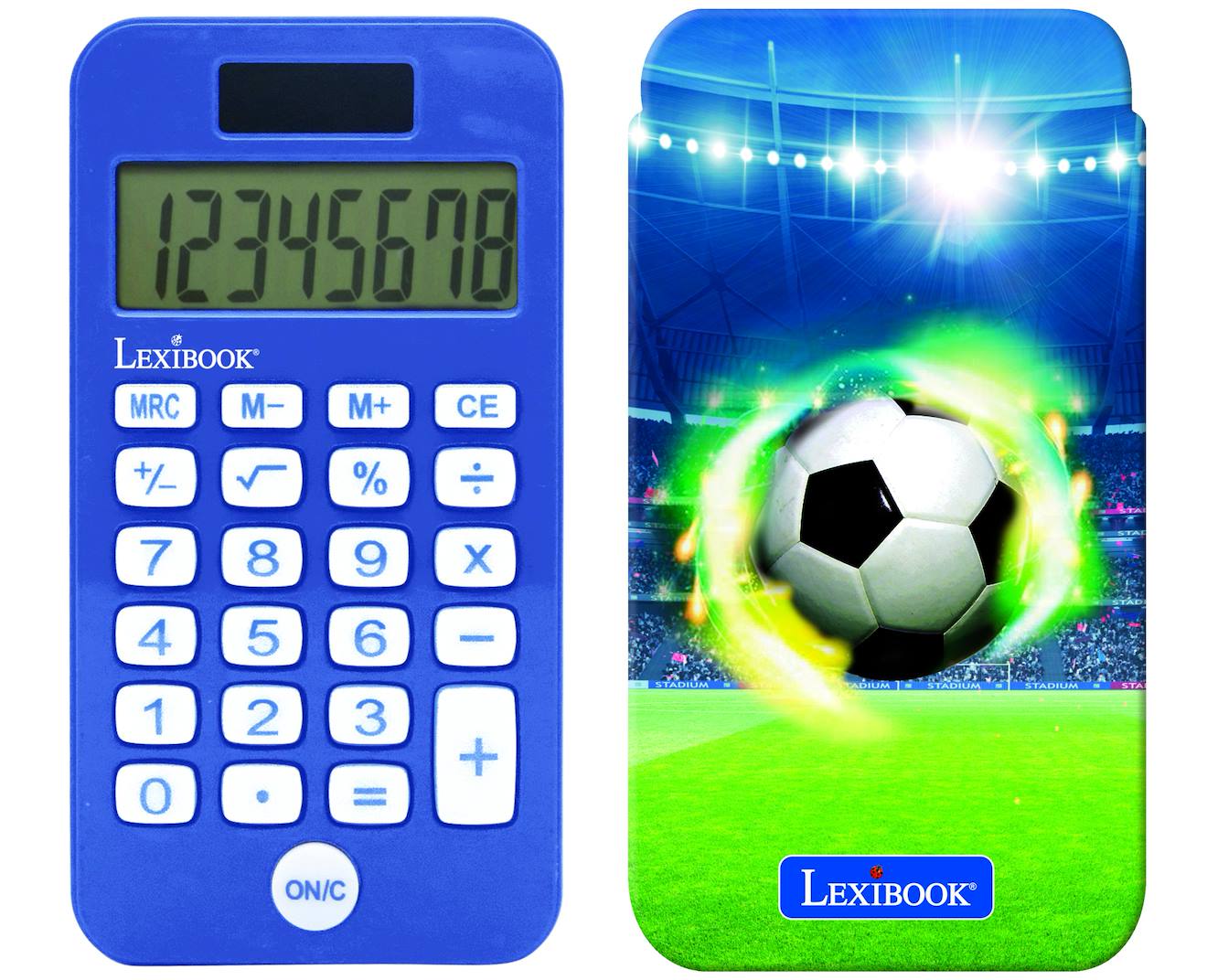 Calculatrice De Poche Football Avec Couvercle De Protection, Fonctions Classiques Et Évoluées, À Piles Et Solaire Bleu