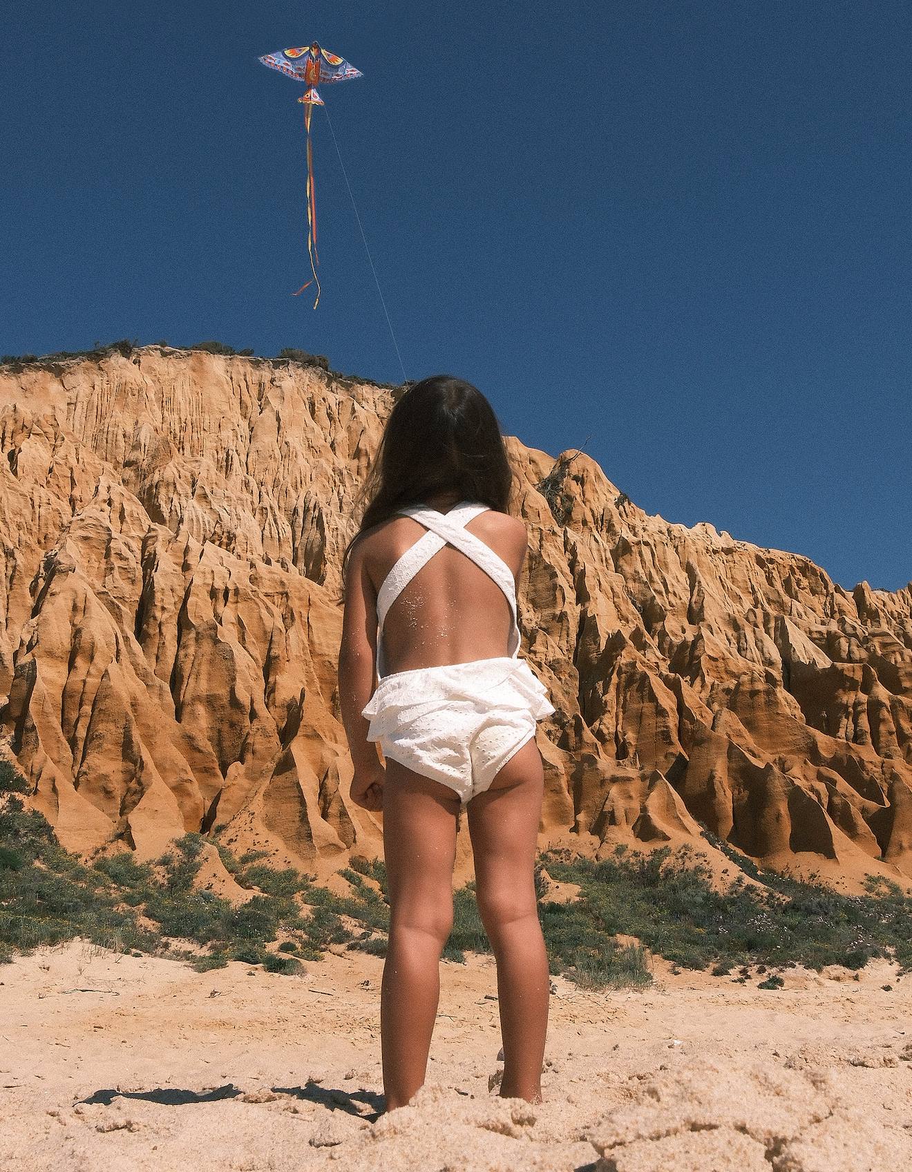 Maillot De Bain Floral Avec Volants Et Broderies Blanc