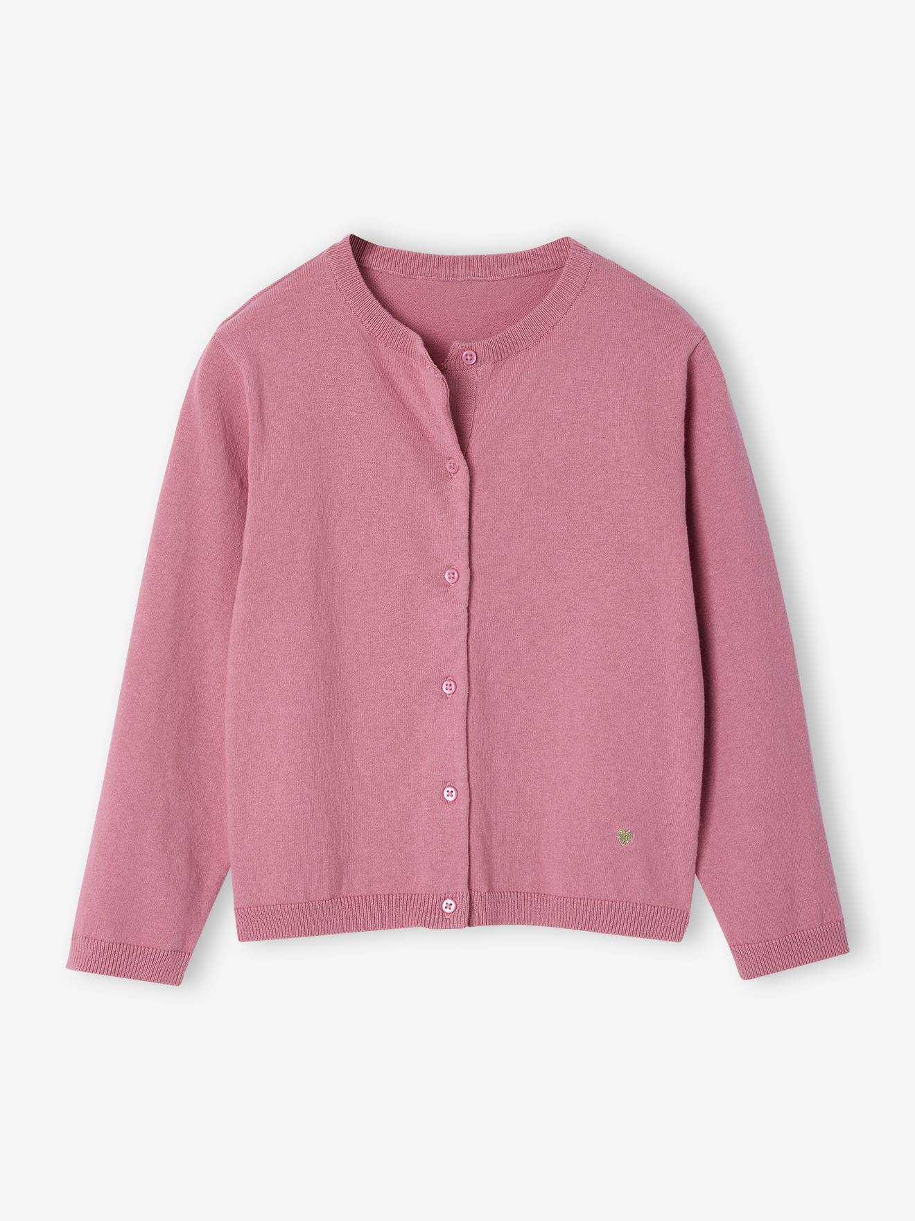 Vertbaudet - Gilet fille en maille fine bois de rose