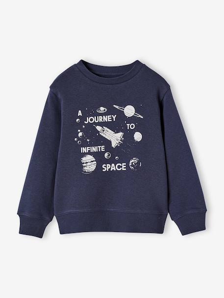 Garçon-Pull, gilet, sweat-Sweat garçon col rond motif placé 
