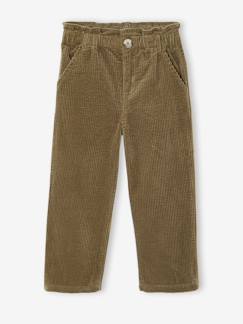 Pantalon fille large velours côtelé style paperbag   - vertbaudet enfant