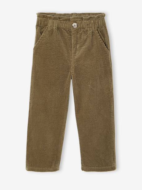 Pantalon fille large velours côtelé style paperbag   - vertbaudet enfant