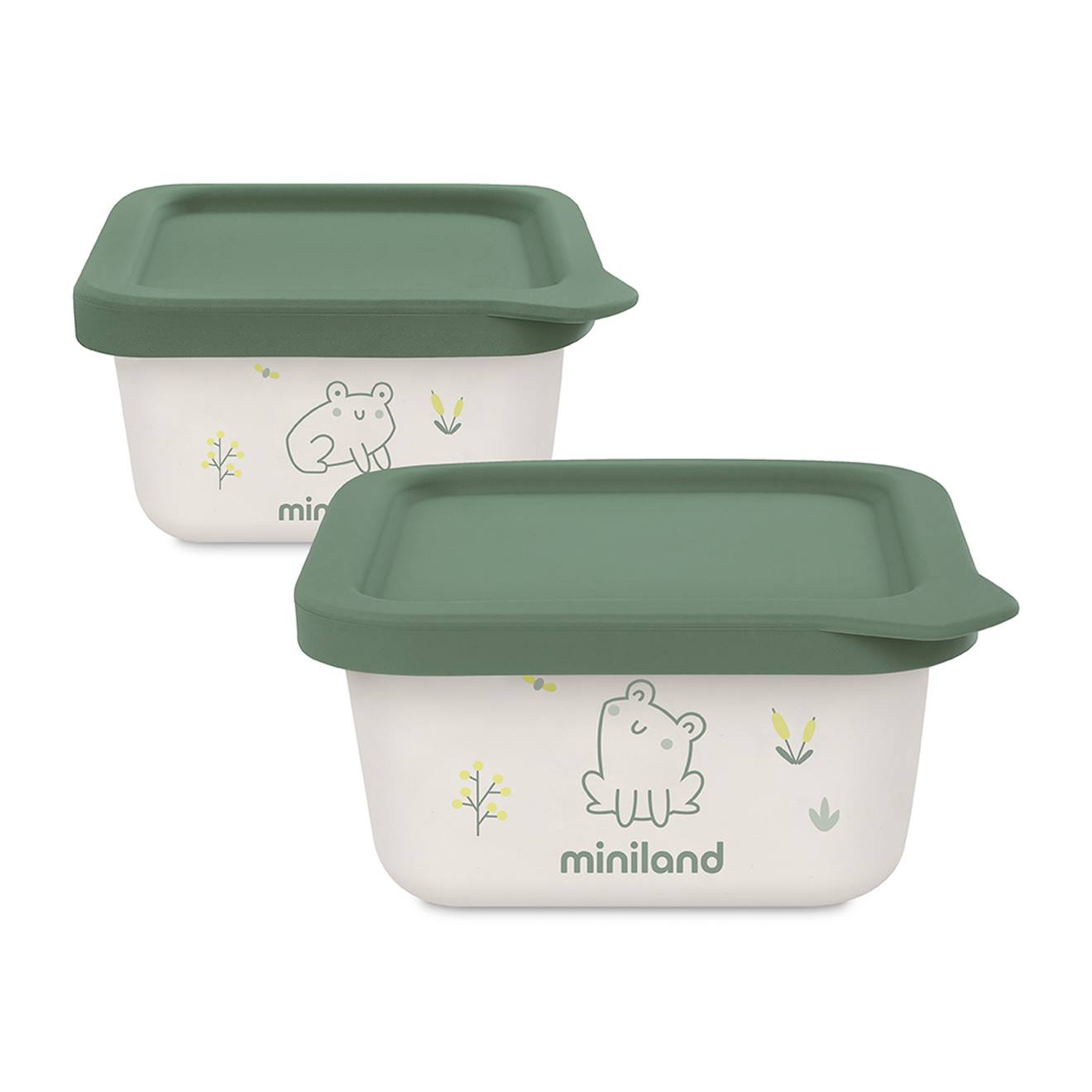 Set De Hermétiques En Matériau Bio Naturset 2 Frog Vert