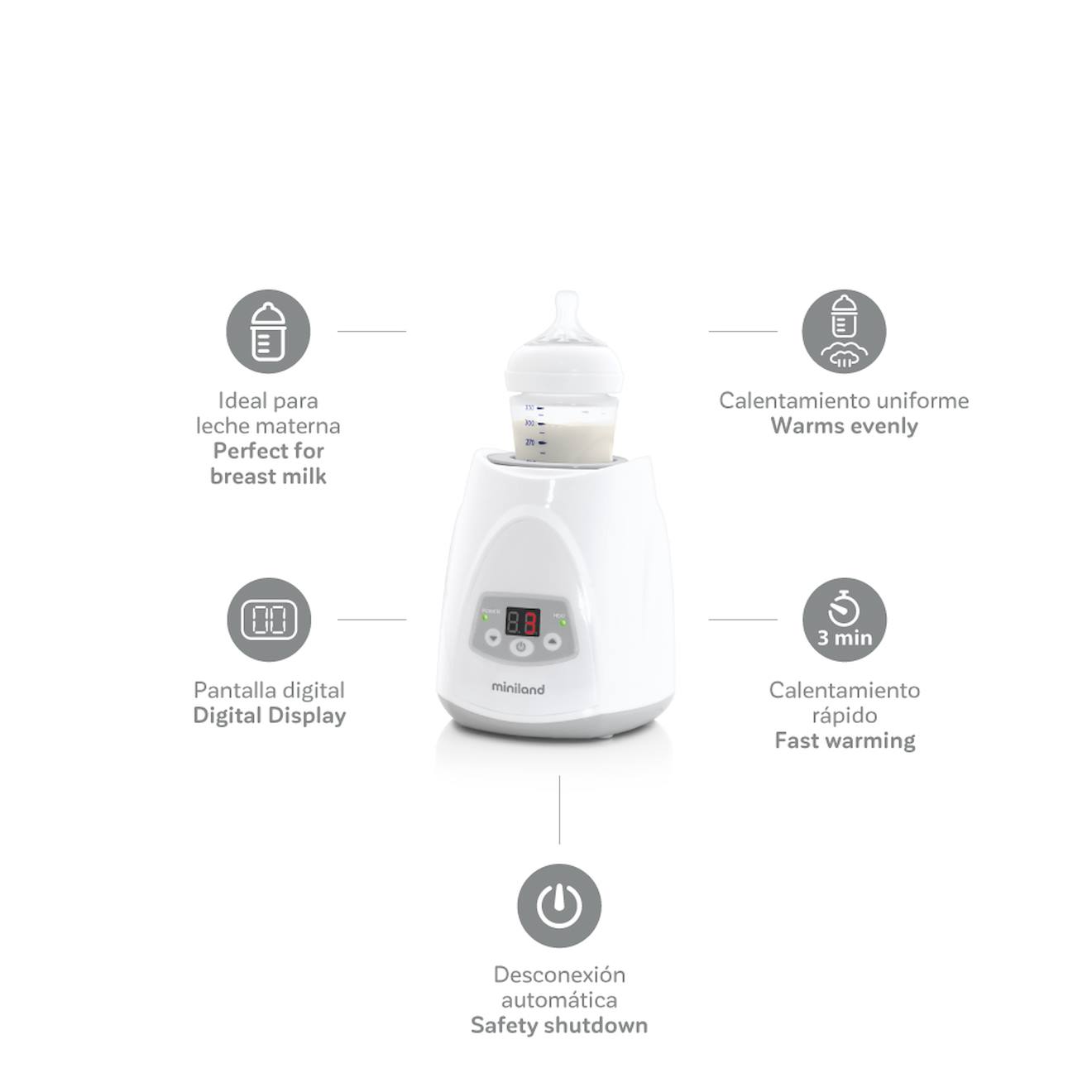 Chauffe-biberon Chauffant Blanc (Miniland) - Image 1