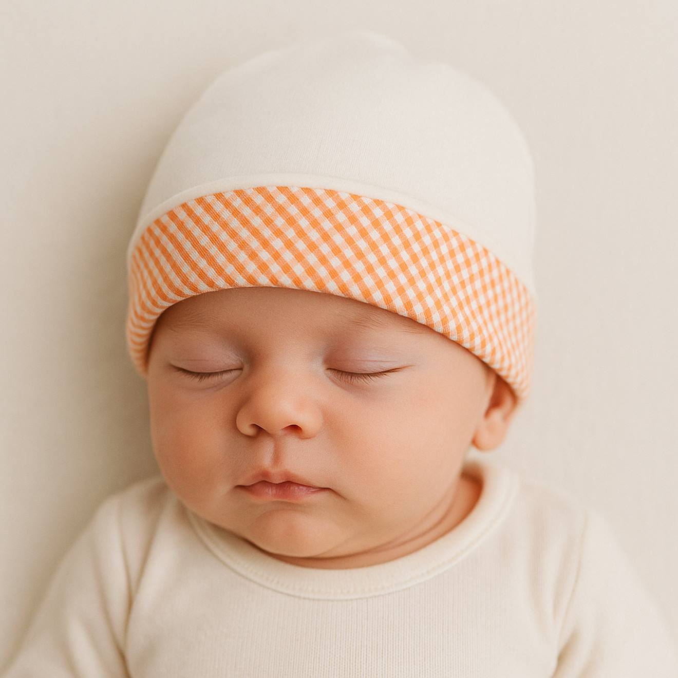 Bonnet De Naissance En Coton Bio Vichy (Papate) - Image 1