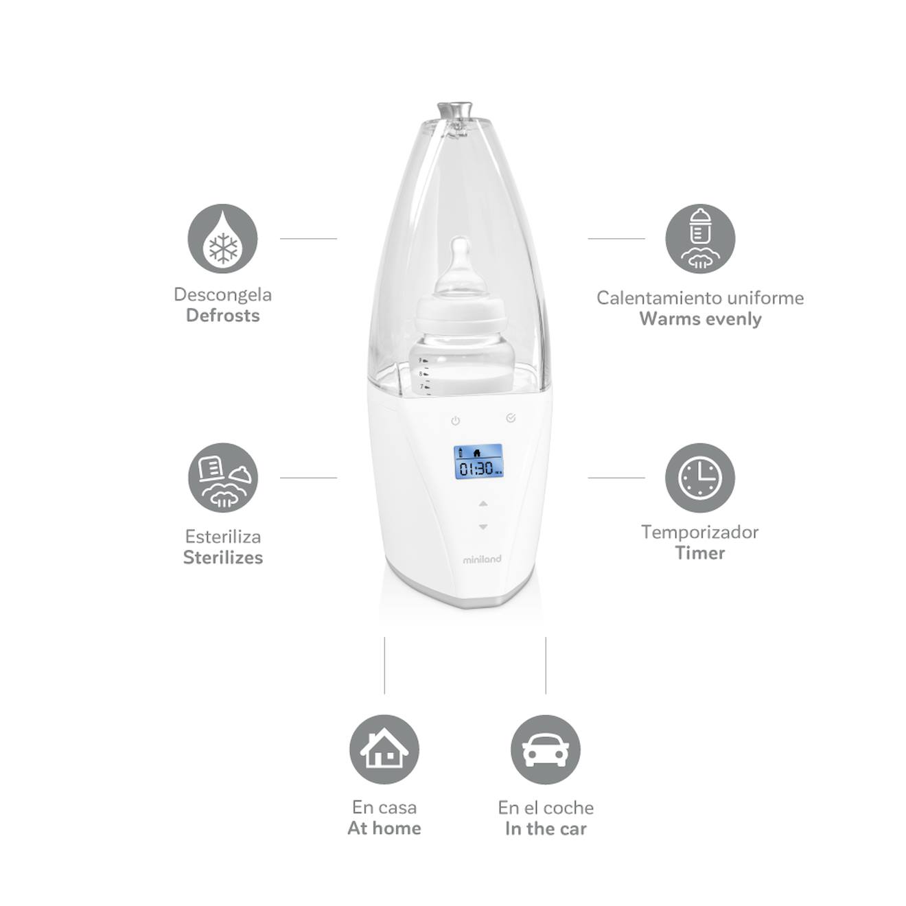 Chauffe-biberon Et Stérilisateur Digital Blanc (Miniland) - Image 1