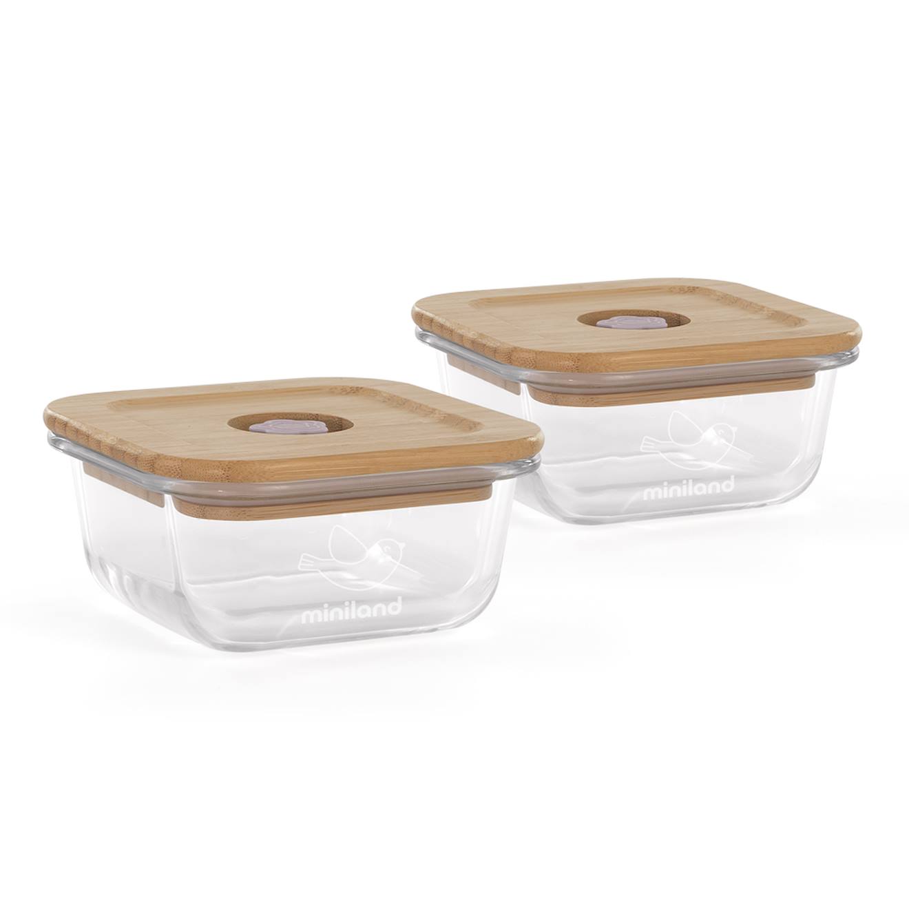 Hermétiques En Verre 210ml Set 2 Ecosquare Chick Bois