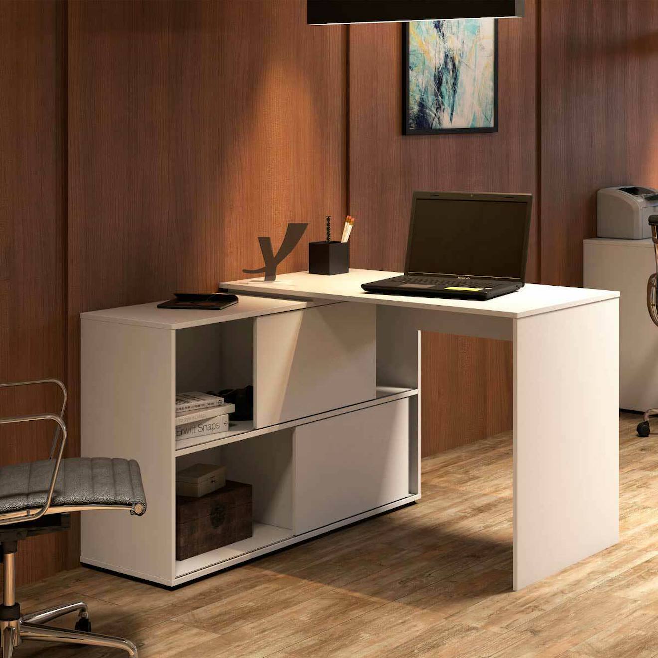 Bureau D'angle Angus Blanc
