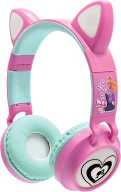 -Casque Audio 2-en-1 Bluetooth et Filaire Barbie, sans fil rechargeable lumineux avec oreilles de chat