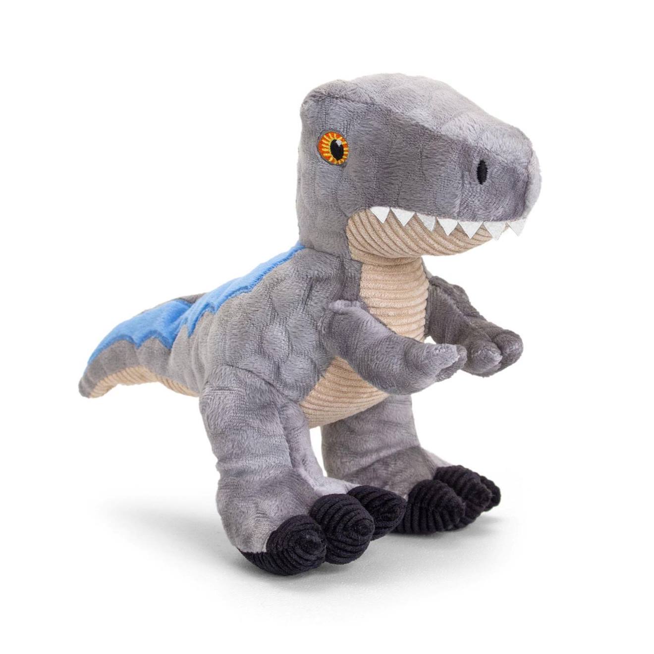 Peluche Dino Vélociraptor 26cm 100% Recyclée Gris