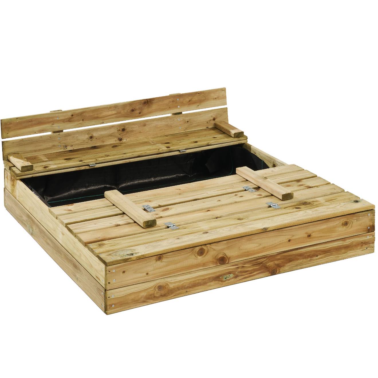 Kangui - Bac À Sable En Bois Pefc Avec Couvercle Et Bancs Marron