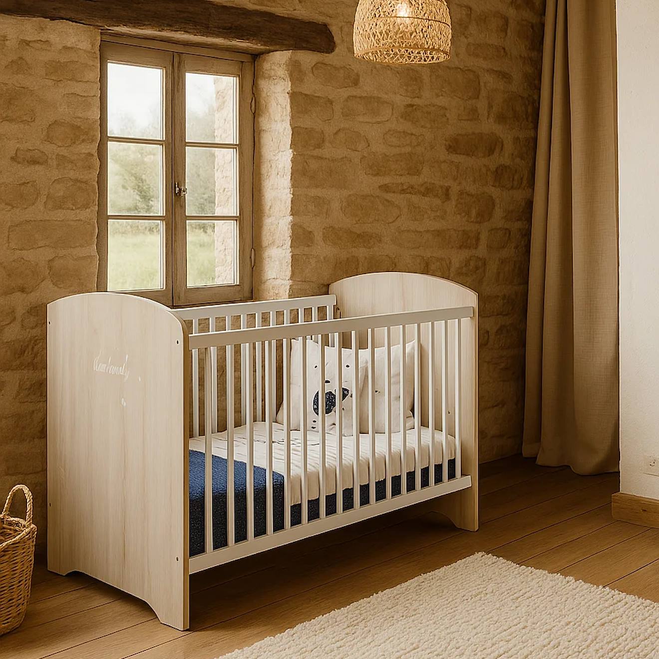 Lit Bébé À Barreaux - Smile Beige