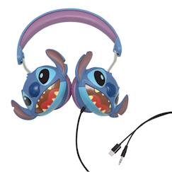 -Casque stéréo filaire pliable stitch avec limitation de volume d'écoute