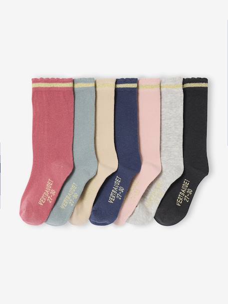 Fille-Lot de 7 paires de mi-chaussettes fille lurex