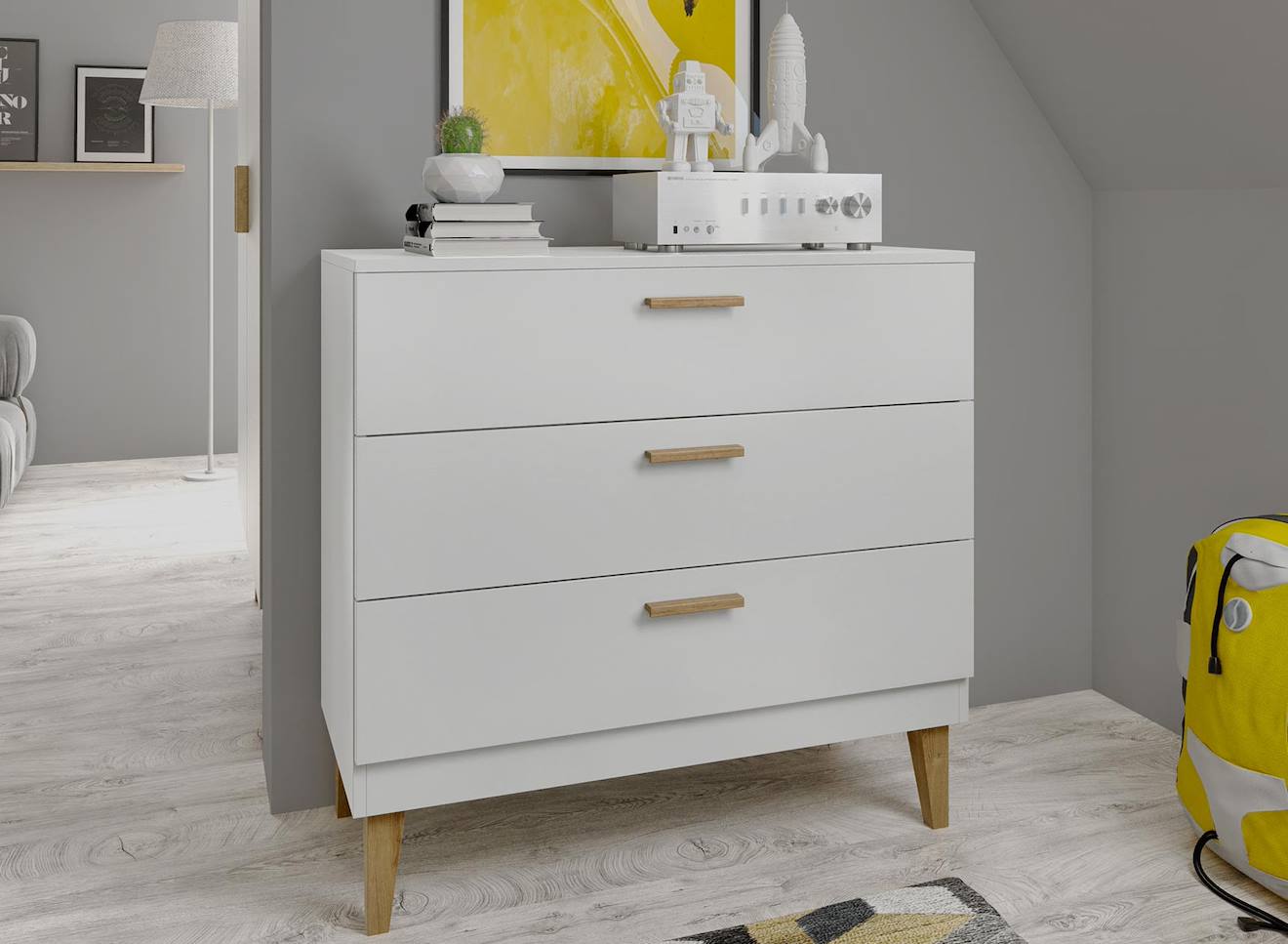 Commode 3 Tiroirs Dream Blanc & Chêne