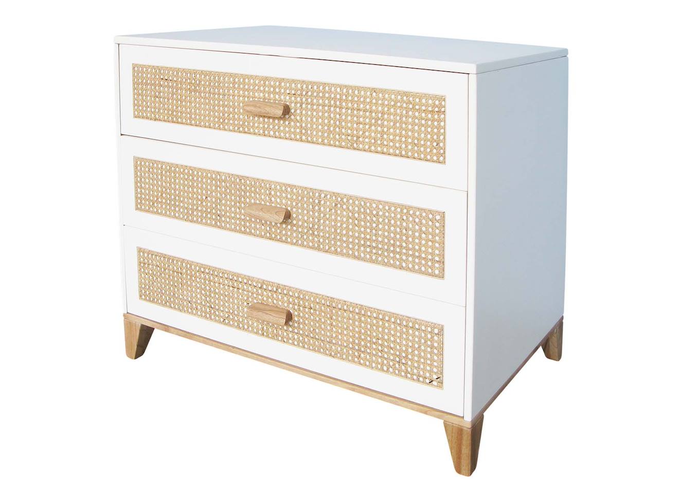Commode 3 Tiroirs Cannage Rotin Nami Blanc (Nateo Concept) - Image 2