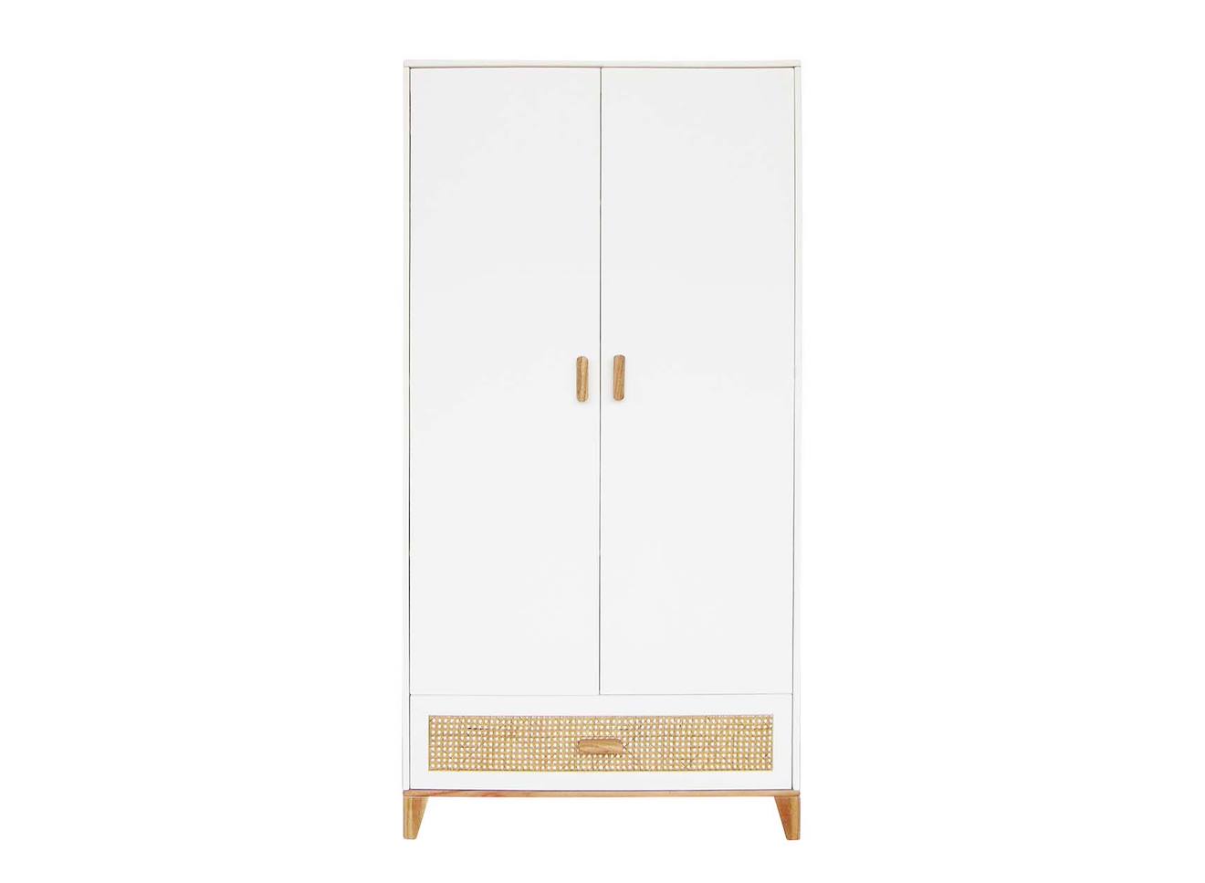 Armoire 2 Portes 1 Tiroir Cannage Rotin Nami Blanc