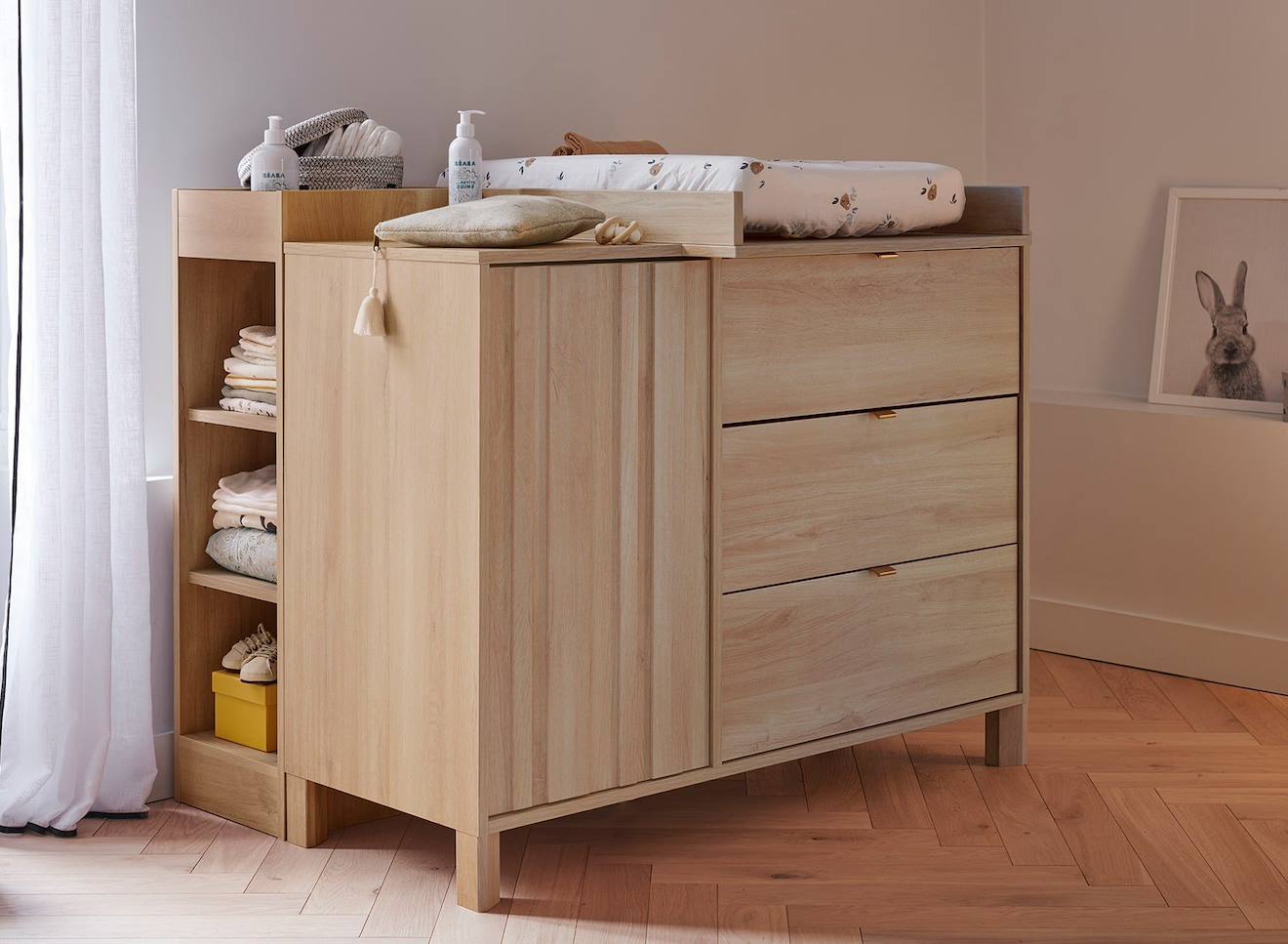 Commode 3 Tiroirs 1 Porte Julia Chêne (Nateo Concept) - Image 1