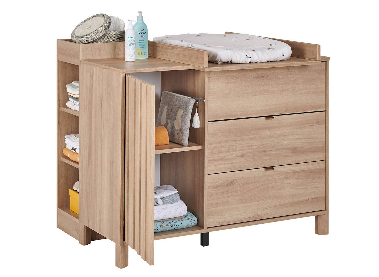 Commode 3 Tiroirs 1 Porte Julia Chêne (Nateo Concept) - Image 2