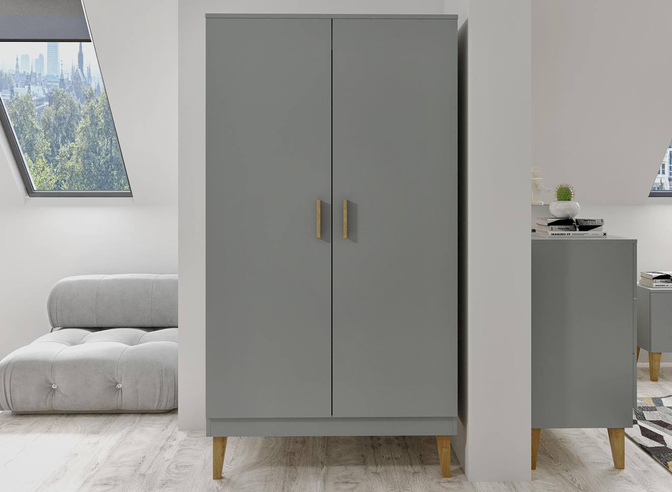 Armoire 2 Portes Dream Gris & Chêne