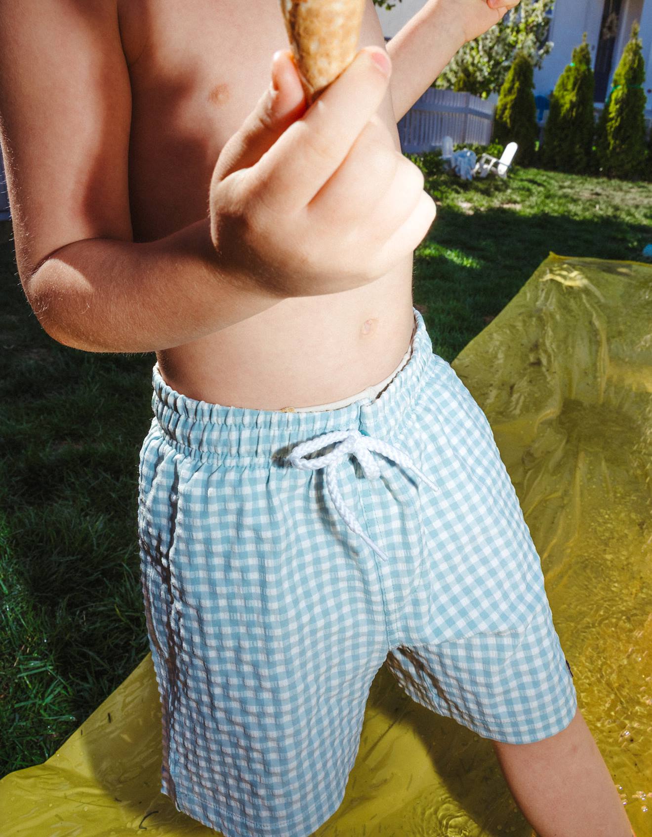 Short De Bain À Carreaux Brothers & Sisters Bleu Clair