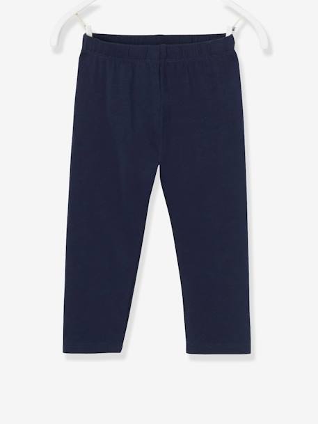 VERTBAUDET Legging Fille Mi-Mollets Oeko-Tex® – Marine Grise, Taille 8 Ans, Coton Extensible Ultra Confort