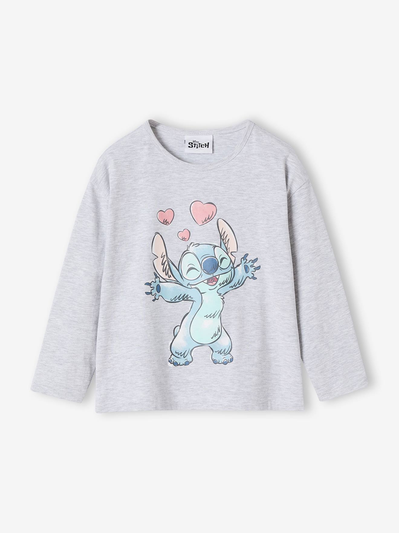 T-shirt manches longues Disney Lilo & Stitch gris chiné