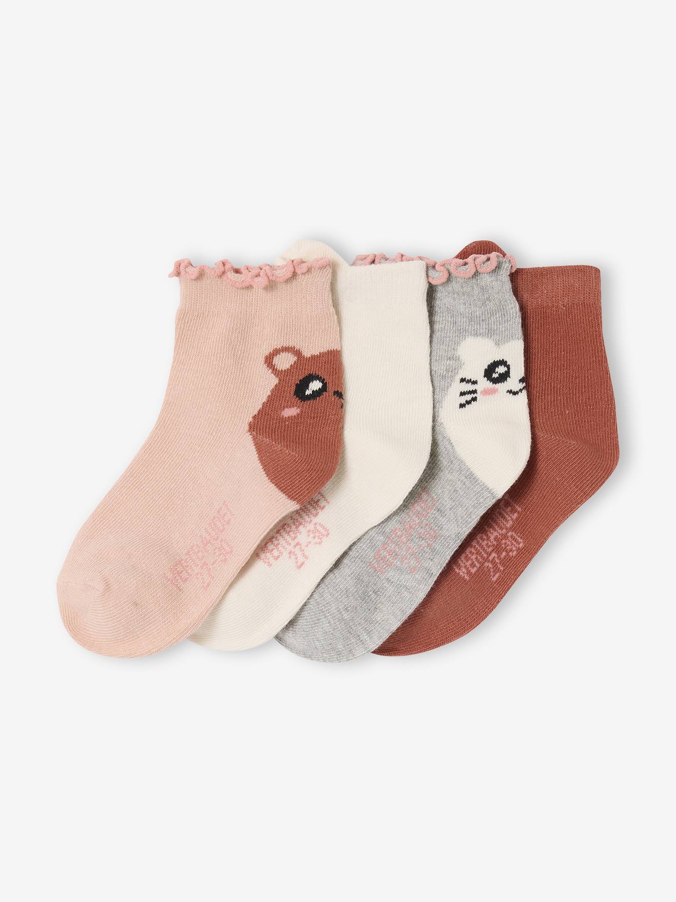 Lot 4 Mi-Chaussettes Fille Motif Animalier assorties 7$