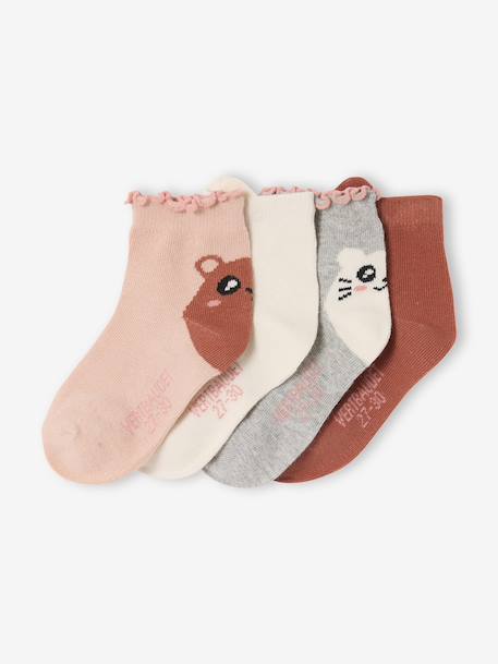 Lot 4 Mi-Chaussettes Fille Motif Animalier  - vertbaudet enfant
