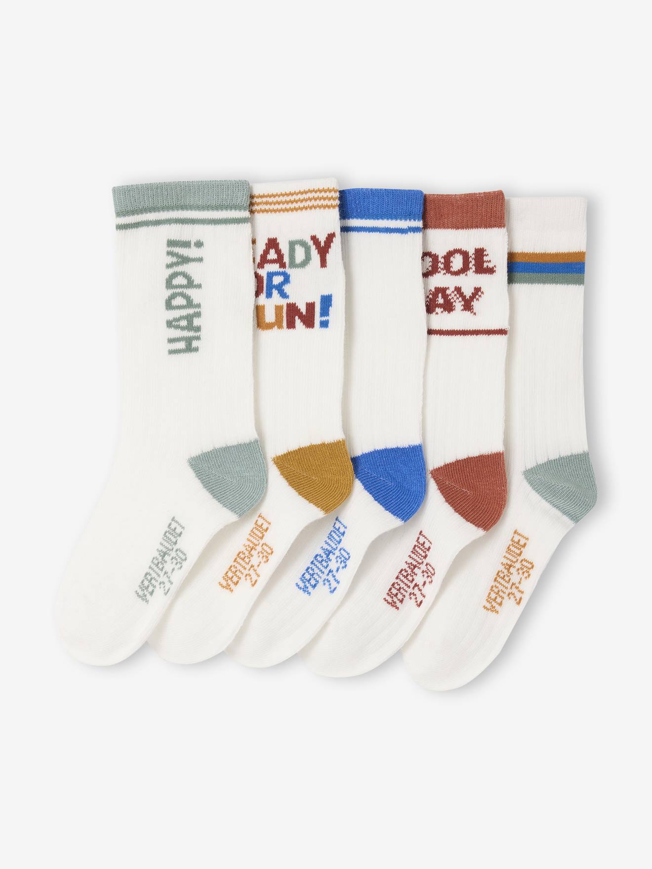 Lot de 5 paires de chaussettes « Cool » garçon écru