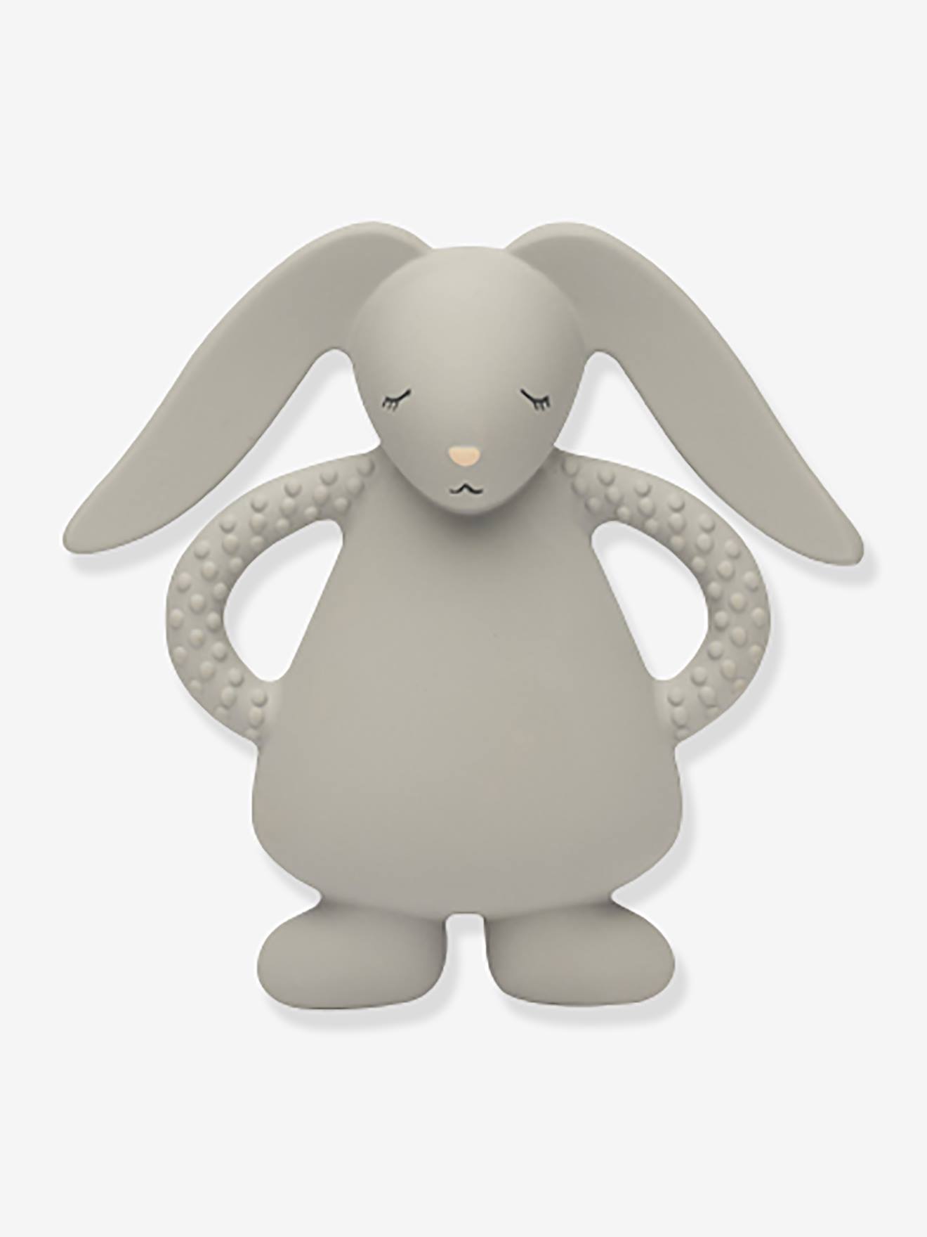 Lapin de dentition en caoutchouc naturel gris